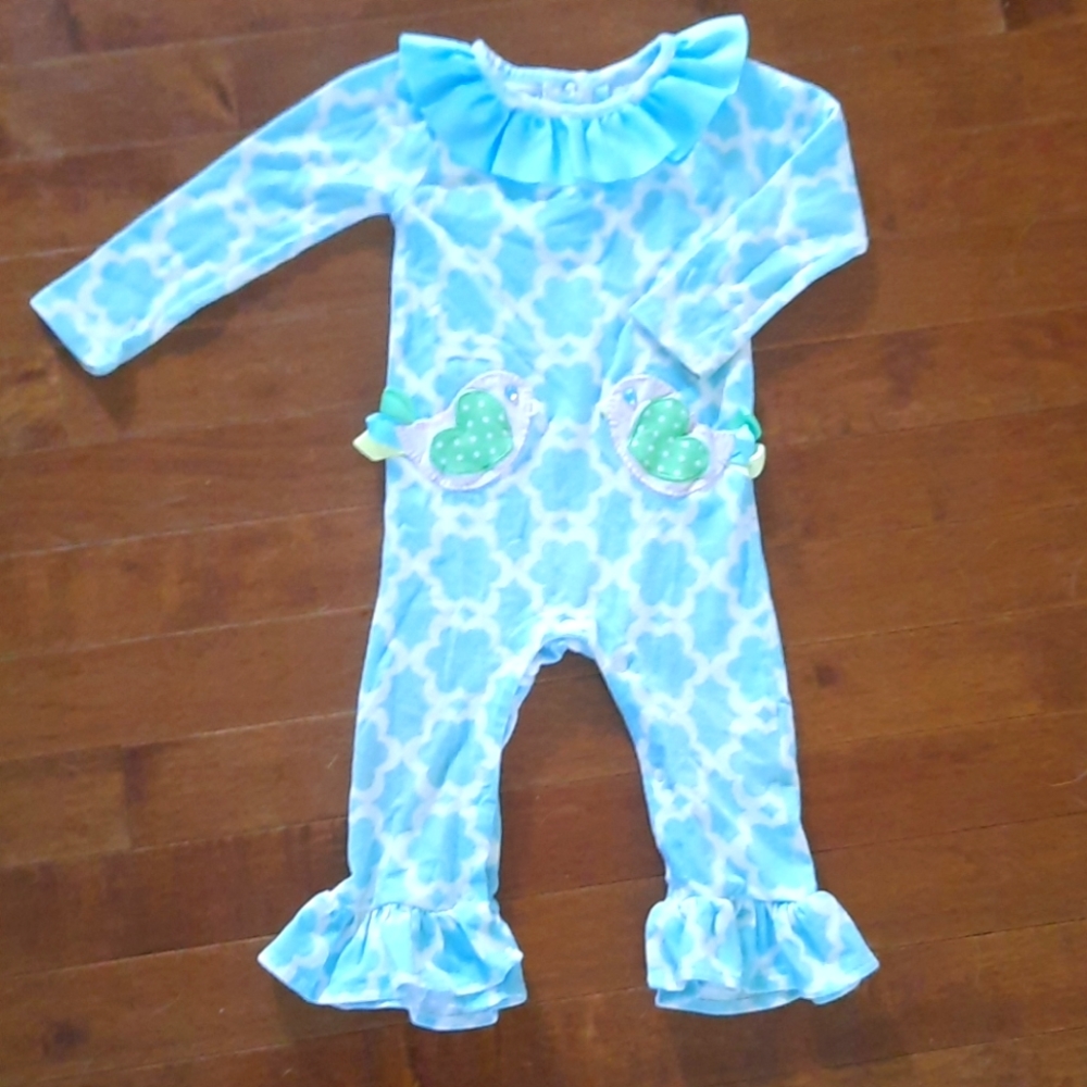Mudpie 6-9 blue bird romper